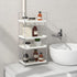 FSyueyun 2-Tier Bathroom Counter Organizer, Tool-Free Installation Vanity Makeup Tray and Skincare Shelf, Silver