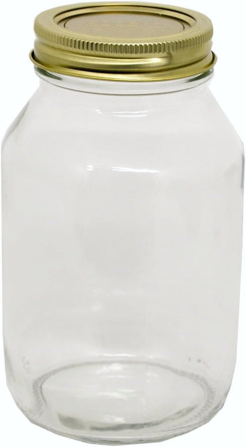 Canning Jars with Lids and Bands, Quart Size Regular Mouth Clear Glass Mason Jar, Pack of 4