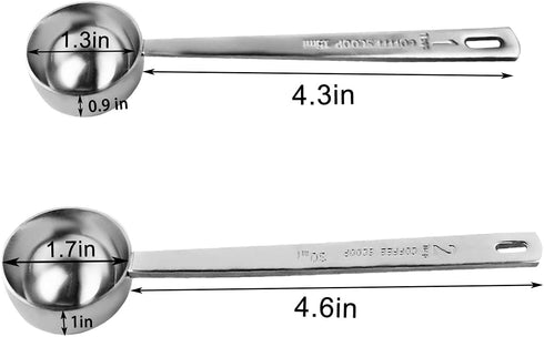 2 Pcs Coffee Scoop Set, 18/8 Stainless Steel Measuring Spoons (1 Tablespoon & 2 Tablespoon) with Long Handle