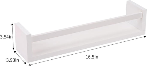 Fixwal Nursery Bookshelves, 16.5 Inch Floating Bookshelves for Wall, Set of 3 Solid Wood Wall Mounted Shelves, White