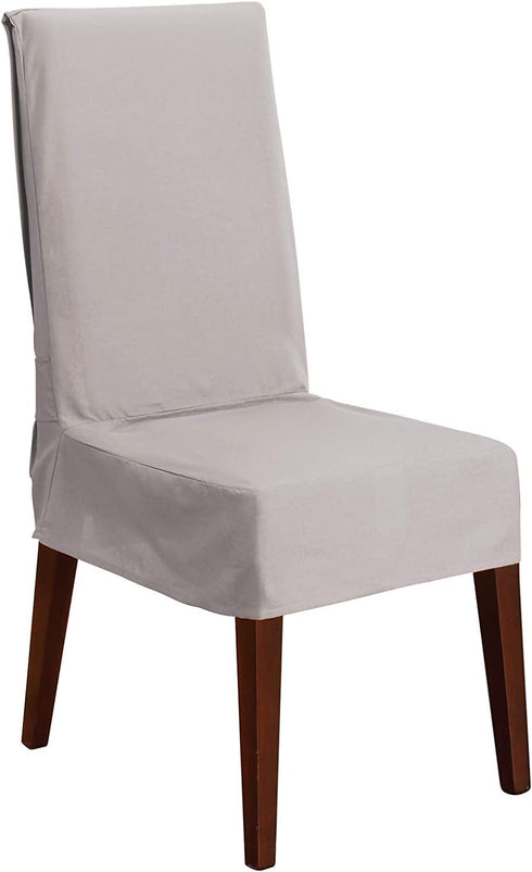 SureFit Duck Cotton Solid Dining Chair Slipcover (Gray Color) - Short Length
