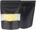 PABCK 100 Pcs Matte Black Resealable Stand Up Bags with Window, 3.9x5.9 inch Heat Seal Bulk Food Storage