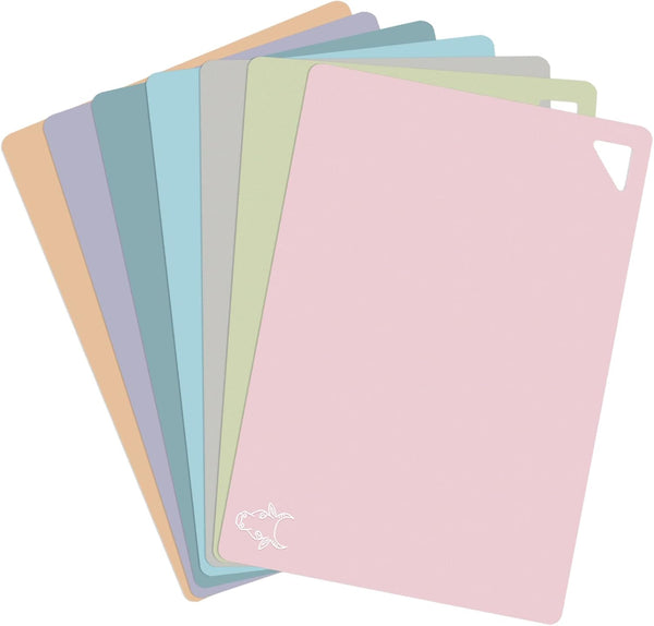 7-Piece Plastic Flexible Cutting Boards for Kitchen, Non-Slip Mats with Food Icons, BPA-Free, 15"x12"
