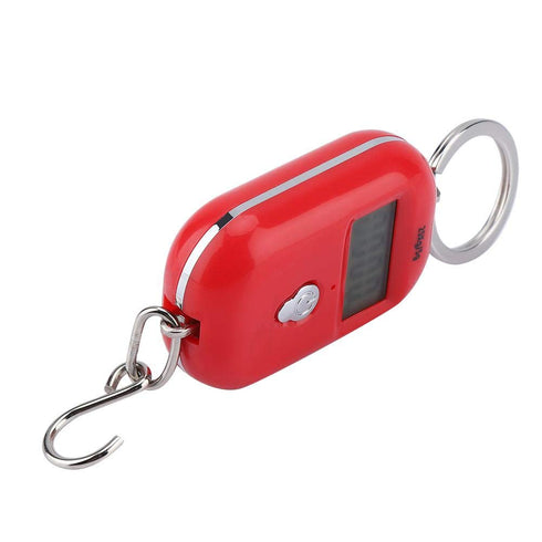Mini Electronic Scale, Red Portable Fish Weighing Scale, 25Kg/5G Digital Pocket Key Chain Weight Hook for Kitchen