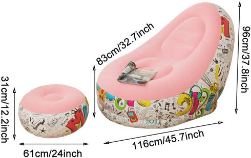 4-inch Bean Bag Chair, Foldable Flocking Inflatable Sofa, Outdoor Living Room Ultra Soft Lazy Sofa Couch Bean Bag Chair