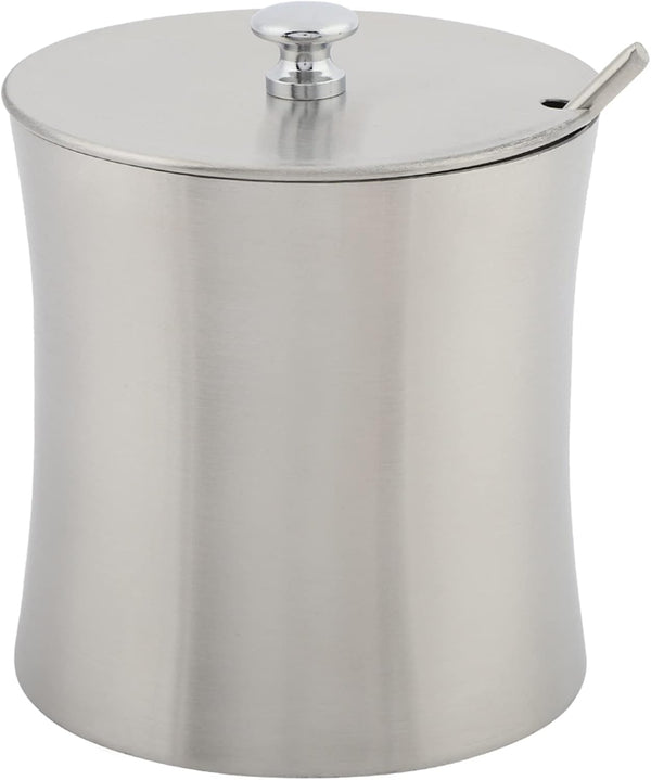 Stainless Steel Sugar Bowl Seasoning Jar with Cover Spoon, Condiment Pot for Salt, Sugar, Pepper, Kitchen Gadgets