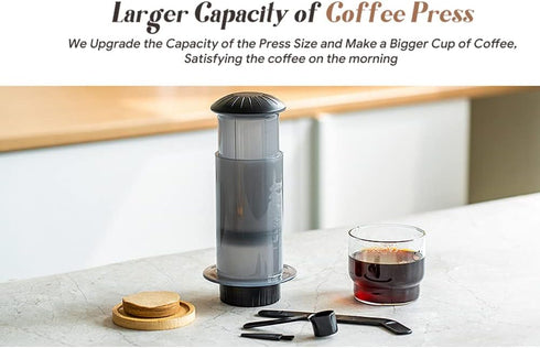 Coffee Press Maker - New Design, Bigger Capacity, Makes 1 to 3 Cups Quickly Without Bitterness