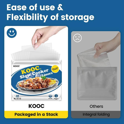 KOOC Slow Cooker Liners 14"x22" - 30 Count Extra Large Disposable Pot Liners for 6 qt to 10 qt Pots