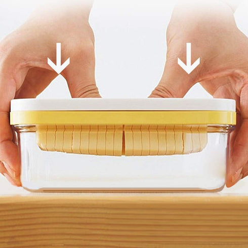 Butter Dish with Lid, Plastic Rectangle Butter Keeper with Cutter for Easy Storage, Countertop or Fridge
