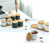 Simple Pure Color Ceramic Spice Jar, Seasoning Box with Bamboo Lid and Spoon, Sugar Bowl
