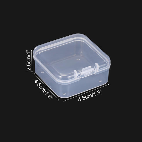 PATIKIL 4.5x4.5x2.5in Clear Storage Box with Hinged Lid, 6Pack Plastic Stackable Rectangle Organizer Container for Bead Jewelry Small Item Art Craft Project by PATIKIL