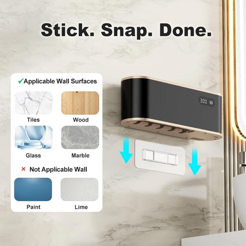 AFQLED 4 UV Toothbrush Sanitizer Holder for | Wall Mounted Toothbrush Holder for Bathroom with Fan Drying | USB