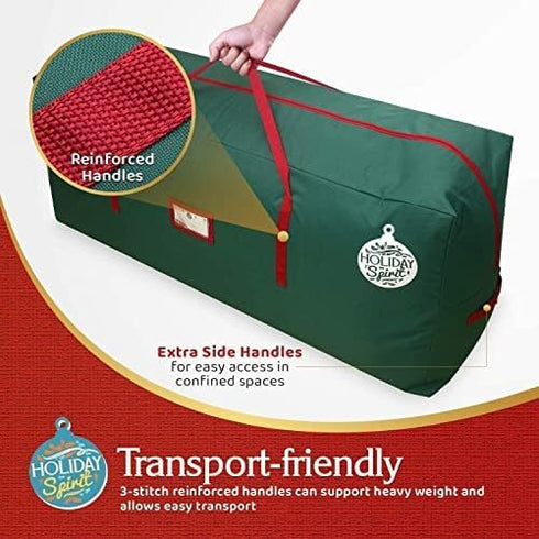 HOLIDAY SPIRIT Christmas Tree Storage Bag, Heavy-Duty Waterproof Bag with Zipper, Fits 7.5FT Tree, Green