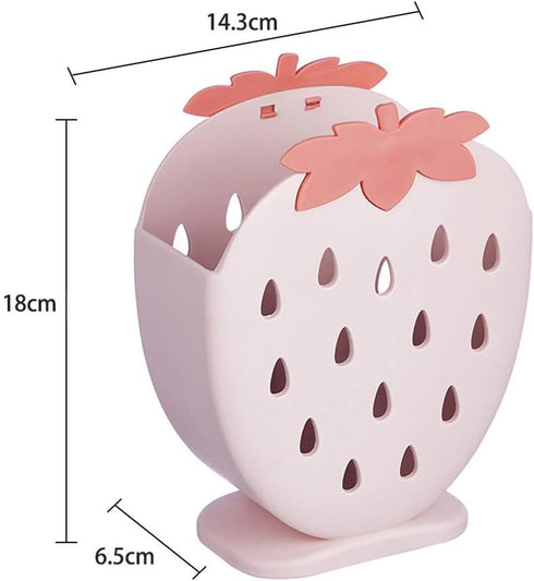AKOAK 1 Pack Strawberry Cutlery Storage Box, Suitable for Storing Spoons, Chopsticks, Knives, and Utensils