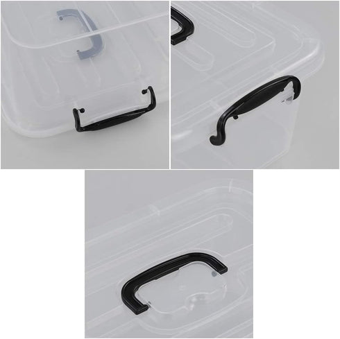 8 Liter Plastic Storage Box - 2-Pack Clear Storage Bins with Handles for Organizing
