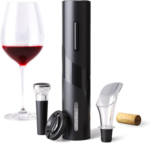 Electric Wine Opener Set, Automatic Cordless Wine Bottle Opener with Foil Cutter, Aerator, Vacuum Stopper