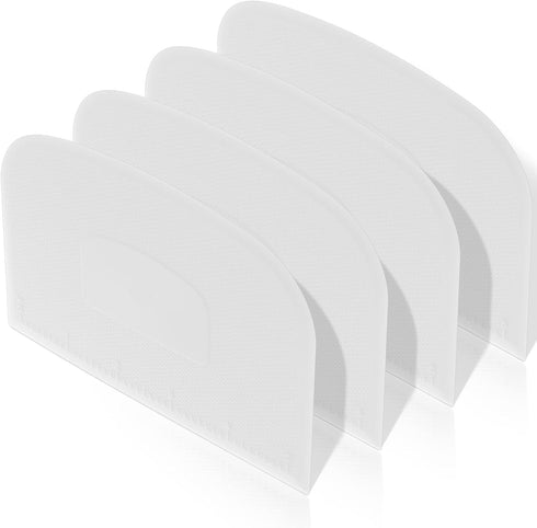Queekay 4 Pcs Plastic Dough Scraper, Flexible Dough Cutter for Baking and Kitchen Use