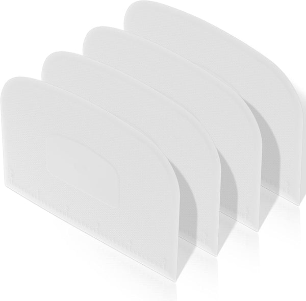 Queekay 4 Pcs Plastic Dough Scraper, Flexible Dough Cutter for Baking and Kitchen Use