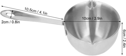 Stainless Steel Saucepan, Half Quart Heavy Bottom Cooking Pot with Pour Spout for Home Kitchen