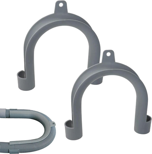 2Pcs Gray Clothes Washer Drain Hose Holder, U-Shape Hook Adapter for Washing Machine Drain Hose