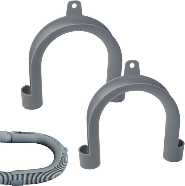 2Pcs Gray Clothes Washer Drain Hose Holder, U-Shape Hook Adapter for Washing Machine Drain Hose