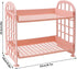 Desktop Rack Cosmetic Stationery Storage Holder, 2-Tier Multifunctional Plastic Shelf Makeup Organizer for Skincare Office Kitchen Bedroom Bathroom Home (Pink) by QUMENEY