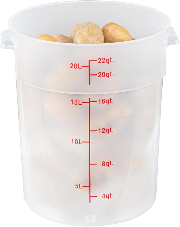 Restaurantware-Met Lux 22 Quart Food Storage Container - Translucent Storage Container with Red Volume Markers