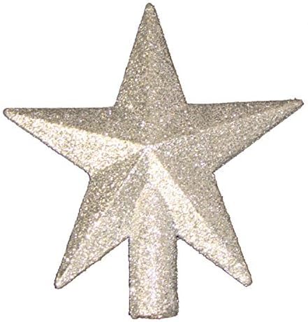 Kurt Adler 4" Mini Star Christmas Tree Topper - Silver Glittered, Unlit