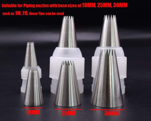 6 Pack Piping Nozzles Coupler, Cake Decorating Tools, 3 Size Couplers for Icing Nozzles