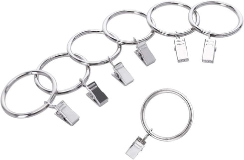 44 Pack Curtain Rings with Clips Hooks | Silver Drapery Clips with Rings, Stainless Steel Metal, 1.5 inch