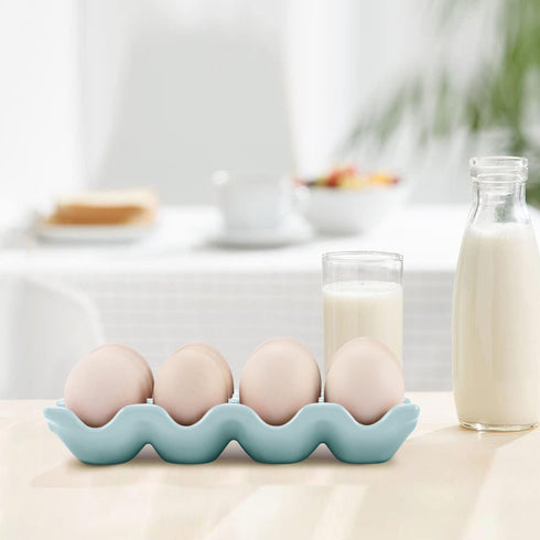 12 Dozen Countertop Flexzion Ceramic Cups Egg Tray - Whole Porcelain Egg Holder Container Keeper Storage Organiser