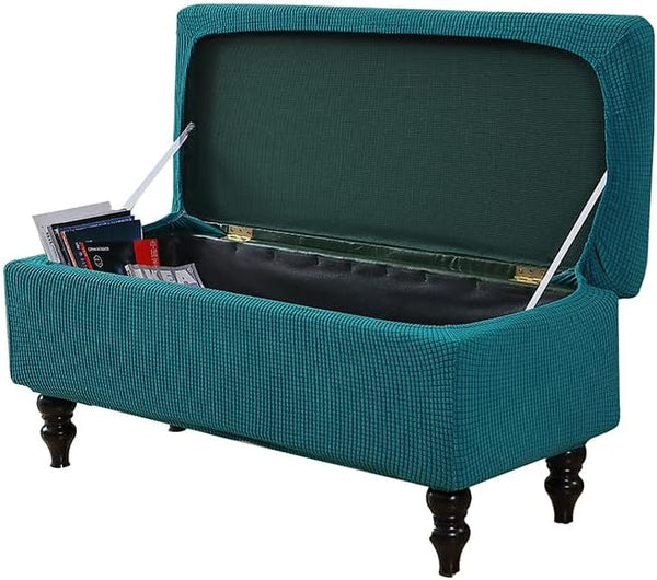 FUANGUI Ottoman Cover Slipcovers Rectangular Printed Folding Stretch Storage Bench Footrest Sofa