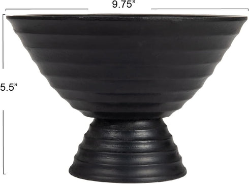 Creative Co-Op Boho Wood Pedestal Serving Bowl, Black Finish