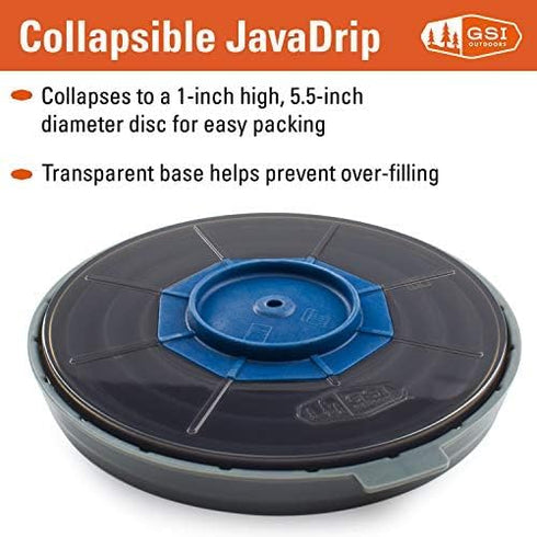 GSI Outdoors Travel Drip Coffee Maker, Pour-Over Java Drip I Collapsible Cone Fits All Coffee Cups & Mugs