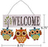 Owl Welcome Sign Hanging Door Decoration - Wood Wall Hanging Sign for Home Porch Fall Halloween Decor