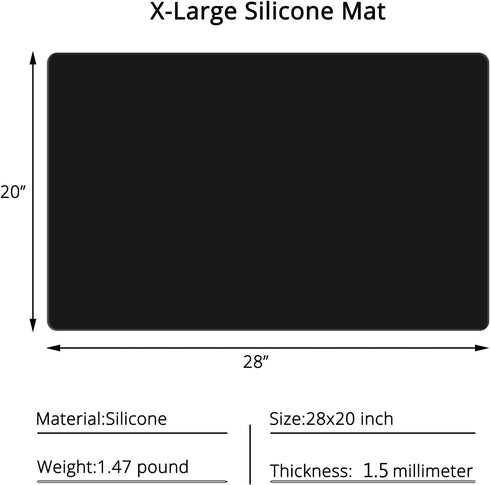 Gartful Silicone Mats for Kitchen Counter, Large Silicone Countertop Protector, Nonskid Heat Resistant Desk Saver Pad, Multipurpose Mat, Placemat (XL-28" x 20"x 0.06", Black) by Gartful