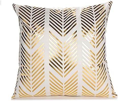 TAOSON Pack 4,Gold 18 18 Inch S01414 of Geometric Home Decorative Throw Pillow Covers Gold Foil Pillow Covers Square