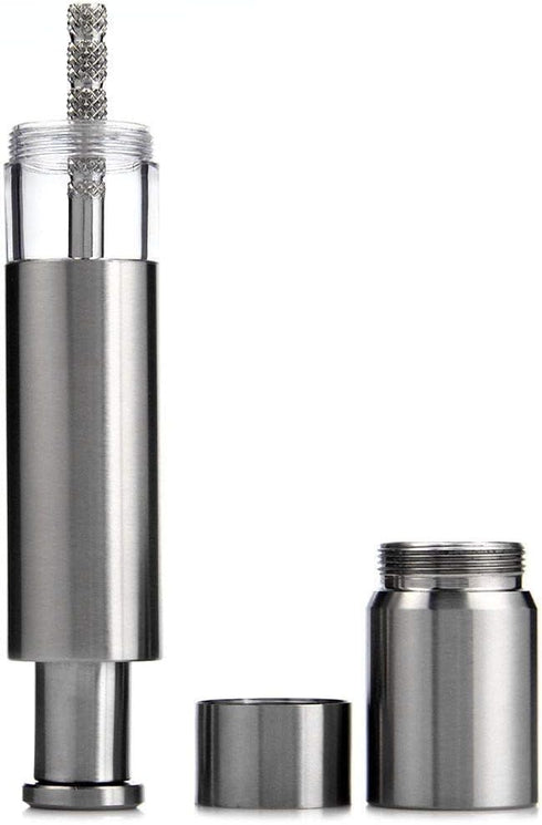 Salt and Pepper Grinder Set of 2, Stainless Steel Push Button Grinder for Black Pepper and Sea Salt