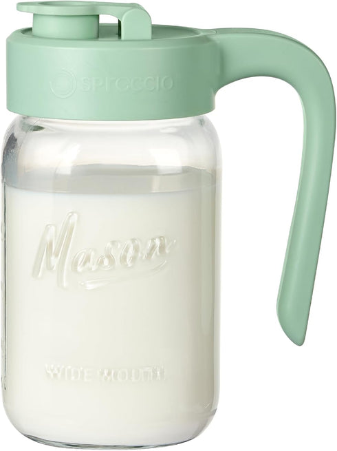 32 oz Glass Pitcher with Lid, 1 Quart Mason Jar Pitcher with