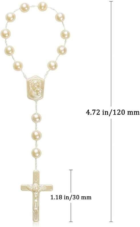 XINHUIDALSQ 50 Mini Baptism Rosary Acrylic Rosary for First Holy Communion, Baptism Party Gift, Christening Favors