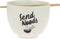 Enesco Our Name is Mud Send Noods Ramen Bowl and Chopsticks, 3.875 Inch, White, 1 Ounce