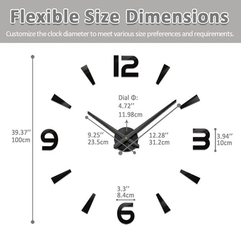 Mintime Large DIY Wall Clock, Battery Operated, Modern Decorative Clock for Living Room/Office