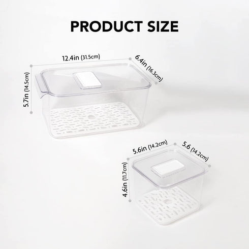 '-3 Pack elabo Fruit Storage Containers for Fridge Fresh Produce Saver Stackable Fridge Organizers Bins with Lids, Drain
