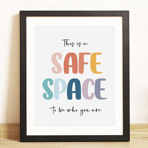 8x10 Inches NEXIHOO This Is a Safe Space Print Therapy Office & School Counselor Wall Art Boho Educational Decor