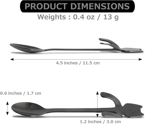 Japanese Crafted Metal Tea Spoons - Hookable Designs for Cups, Ideal for Tea Time & Breakfast - Durable, Hand Wash Recommended - Gift for Family and Friends - Made in Tsubame City (Black Cat)
