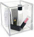 Isaac Jacobs Clear Acrylic Cube Organizer with Lid, Stackable Storage for Makeup, School & Office Supplies