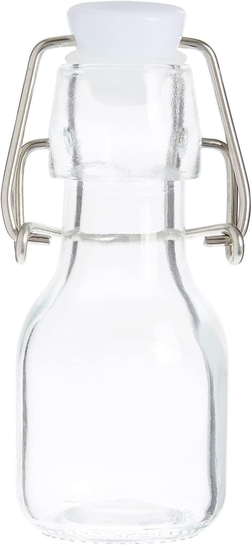 BLUE PANDA 15 Pack Small Swing Top Glass Bottles - 2 oz/60 ml with Lids, Stoppers, Tags & Jute Twine