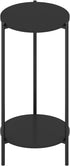 2-Tier 11.57 8.16 4.36 inches, Furinno Besi Modern Tall Round Side End Table with Sturdy Metal Legs, (W) x (H) x (D)