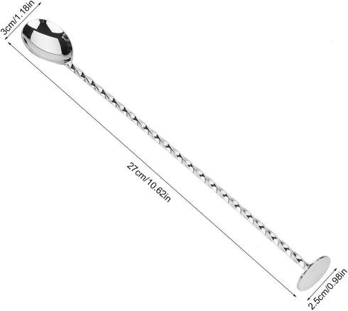 Oumefar Cocktail Stirrer Spoon Bar Spoon Stainless Steel Cocktail Spoon Beverage Coffee Mixing Layering Tool with Long Handle(#7 Silver)