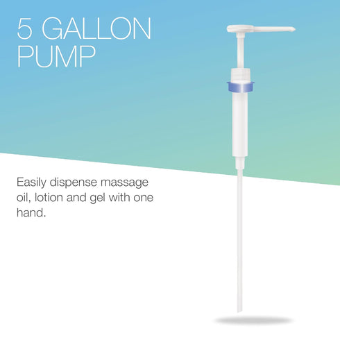 5 5 Bon Vital' Gallon Pail Pump, One-Hand Dispenser for Massage Lotion, Gel & Oil, Fits Gallon Buckets, Durable